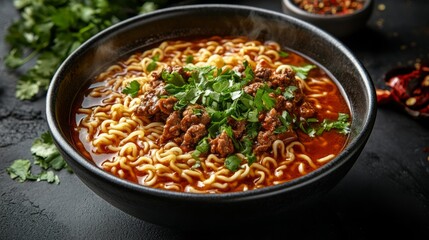Birria ramen with minimalistic tableware