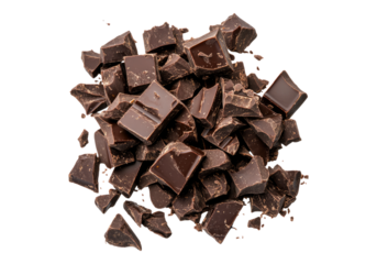 Chocolate chunks. Isolated asset with transparent background.