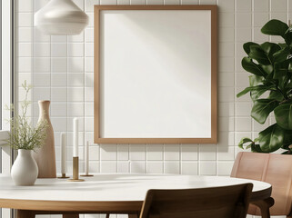 Blank picture frame on the wall