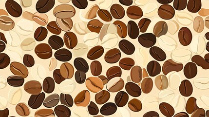 Obraz premium A seamless pattern of coffee beans in various colors.