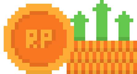 Finance Business Growth Chart Pixel Art Illustration