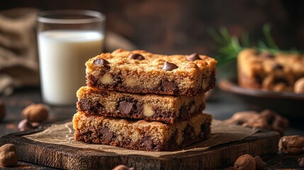 Brookies served with a glass of milk