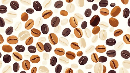 Obraz premium A seamless pattern of coffee beans in various colors.