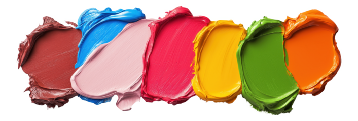 PNG Colorful blobs of paint arranged in a row