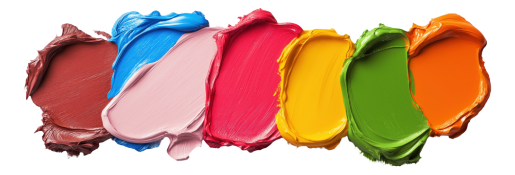 PNG Colorful blobs of paint arranged in a row