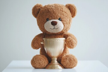 Fototapeta premium Isolated plush bear trophy minimalist photography focus