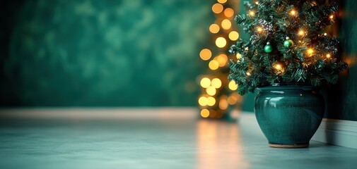 A Christmas background with tree and lights on it
