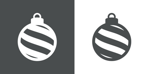 Decoración de Navidad. Logo con silueta de bola de navidad con líneas paralelas curvadas para tarjetas y felicitaciones © teracreonte