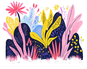 Naklejka premium Colorful abstract plant illustration on a black background.