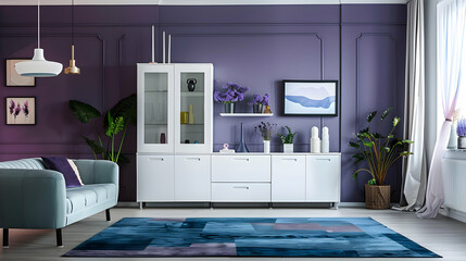 Modern style interior design 3d illustration