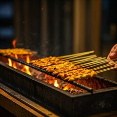 Satay on grill 