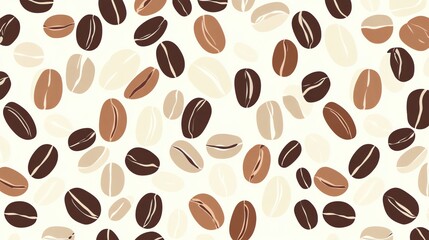 Obraz premium A seamless pattern of coffee beans in various colors.