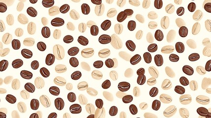 Obraz premium A seamless pattern of coffee beans in various colors.