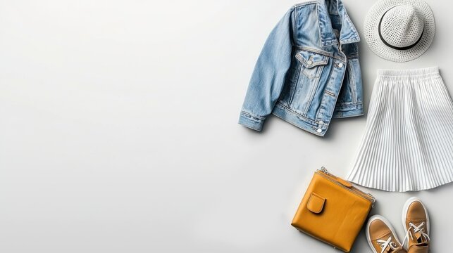 Chic weekend outfit styling tips denim jacket and pleated skirt fashion ideas for casual outings urban settings lifestyle inspiration