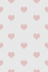 Ikat heart cross stitch geometric embroidery seamless knitted pattern on beige background. Perfect decorative design for sweater, fabric, decoration, illustration, ornament, texture, textile, interior