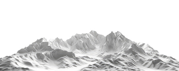 Obraz premium white snowy mountains landscape panorama view isolated on white or transparent png