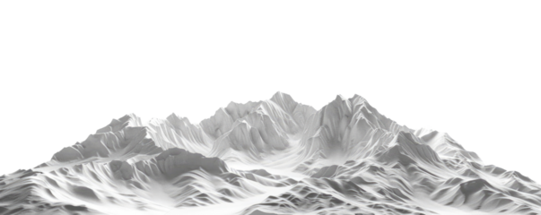 white snowy mountains landscape panorama view isolated on white or transparent png