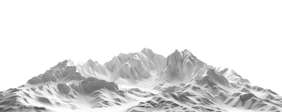 white snowy mountains landscape panorama view isolated on white or transparent png