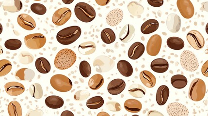 Obraz premium A seamless pattern of coffee beans in various colors.