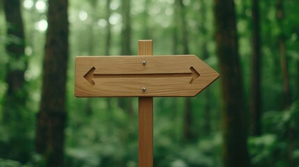 A wooden directional sign in a lush green forest, indicating multiple paths for travelers exploring nature.