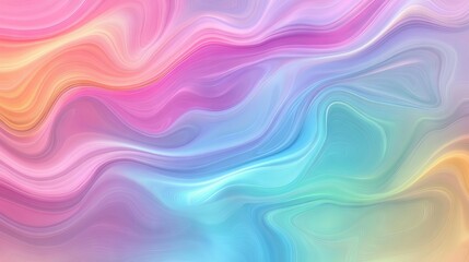 Obraz premium Colorful psychedelic abstract design with soft pastel color waves creating a vibrant, flowing background with smooth, fluid motion.
