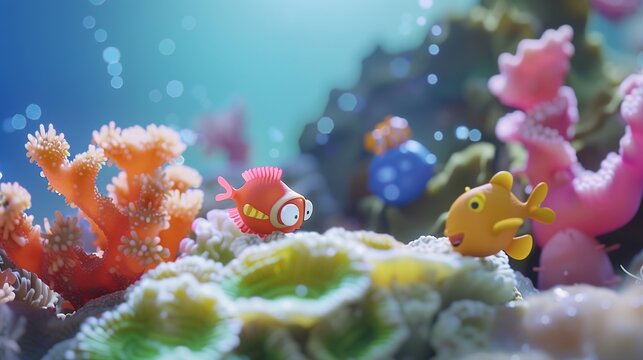 Cartoon Shaped Coral - a whimsical and playful visual. The coral's cartoonish design brings a fun and creative touch to the scene.