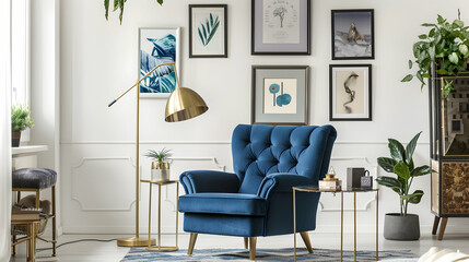 Modern style interior design 3d illustration