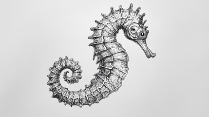Fototapeta premium Line Art of a Seahorse with Intricate Details