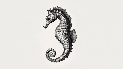Fototapeta premium Line Art of a Seahorse with Intricate Details