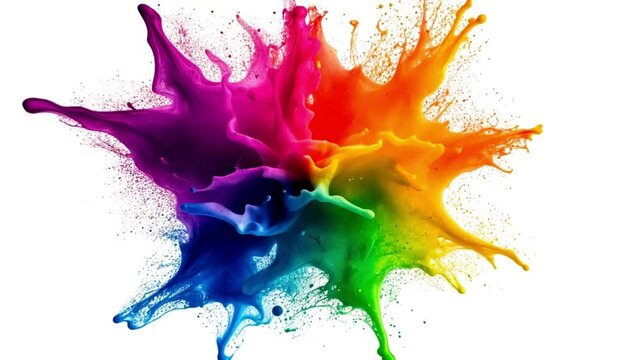 multi colored paint splash on white background