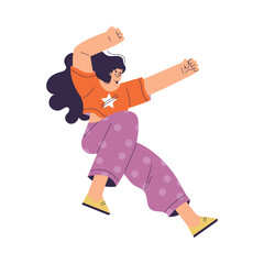 Rivalry and Fierce Competition with Woman Character Moving Fast to Aim Vector Illustration