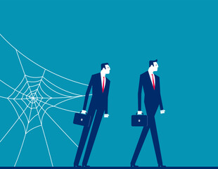 Drawn by a spider web. Obstacles of business people