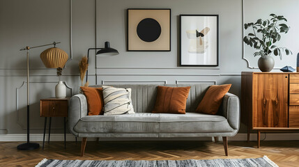 Modern style interior design 3d illustration