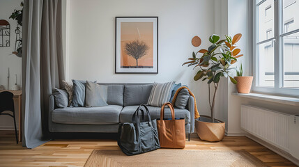 Modern style interior design 3d illustration