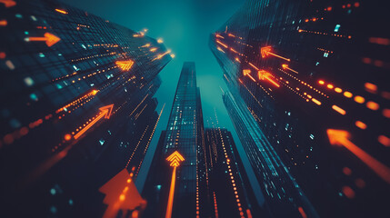 Fototapeta premium Smart digital city with connection cyber security network reciprocity over the cityscape . future smart wireless digital city and social media networking systems that connects people within the city