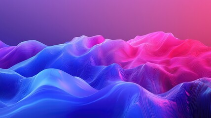 Obraz premium Abstract Wavy Landscape with Blue and Pink Gradient