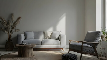 Modern style interior design 3d illustration