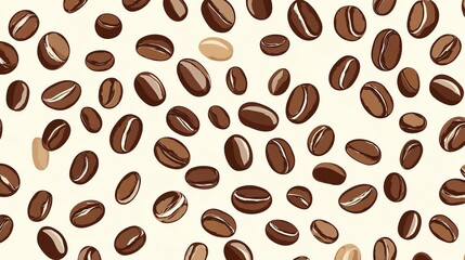 Obraz premium A seamless pattern of coffee beans in various colors.
