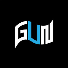 GUN logo design, GUN simple and modern logo. GUN luxurious alphabet design