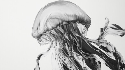 Fototapeta premium Monochrome Illustration of a Jellyfish