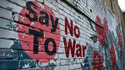 say no to war large mural on wall
