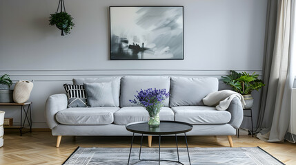 Modern style interior design 3d illustration