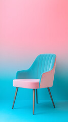 Fototapeta premium Pink and Teal Velvet Chair - Modern Design