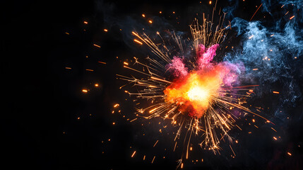 Fototapeta premium worker while doing a welding with arc welder welding or welding Sparks for background, Backdrop and manufacturing.