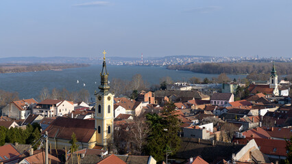 Belgrade and Danube River cityscape view