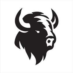 Bison bull head vector silhouette art illustration