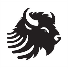 Bison bull head vector silhouette