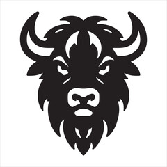 Bison bull head vector silhouette