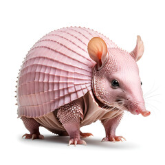 pink armadillo isolated on white background