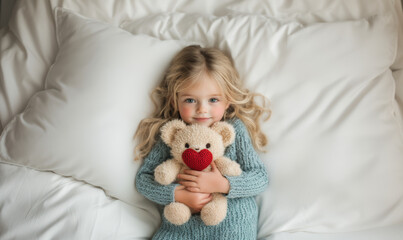 Adorable Kid with Valentine's Teddy Bear Gift